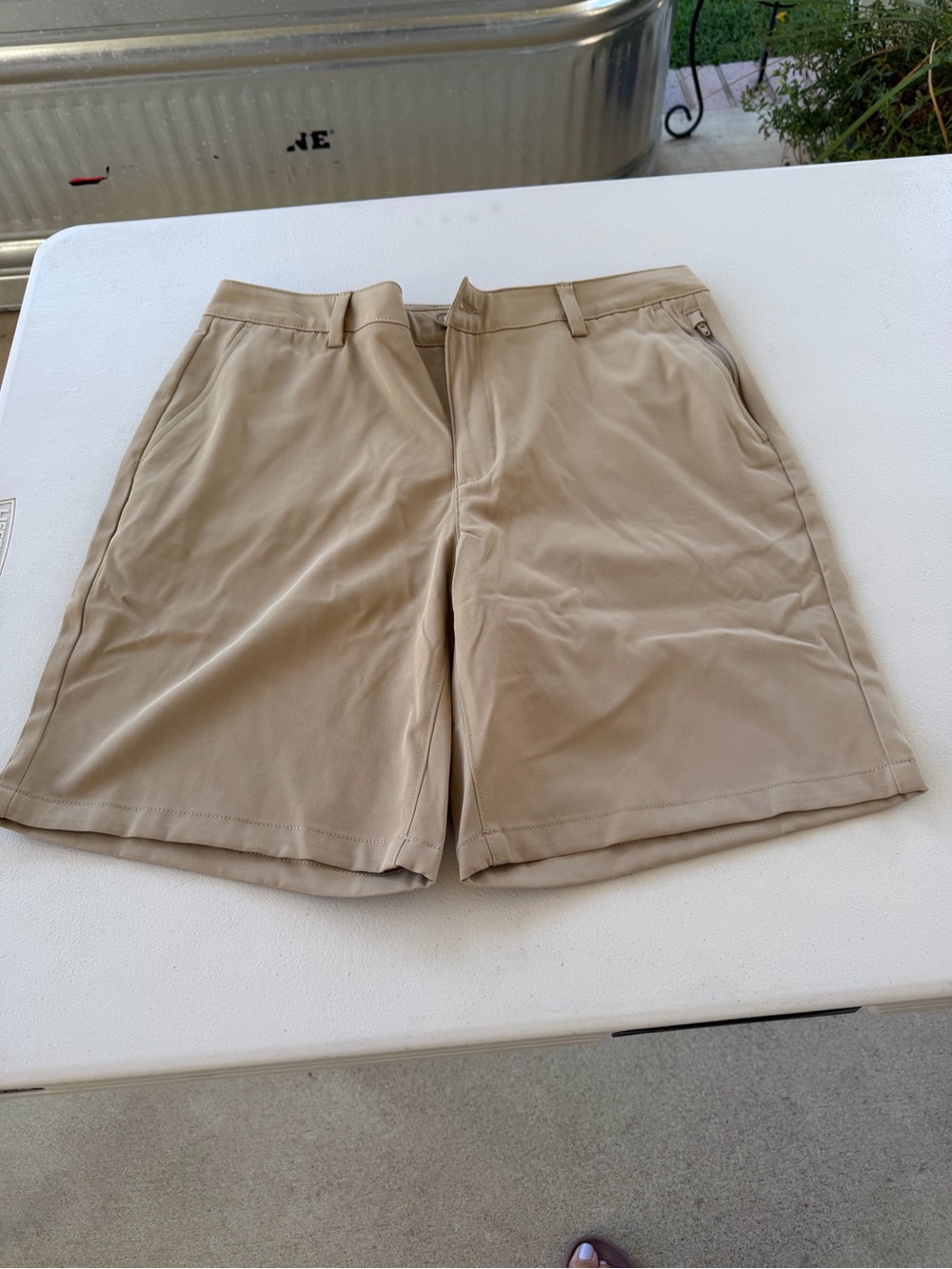 Lands' End Women's Flat Front Shorts - Beige/Tan